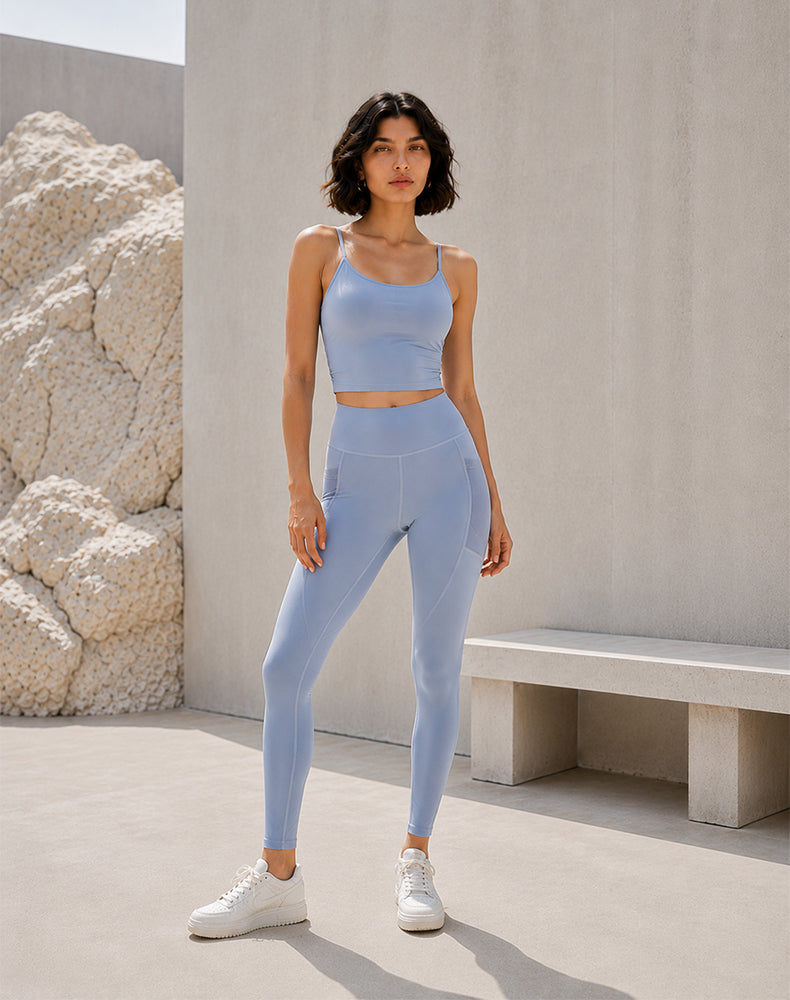 High Waisted Yoga Mesh Leggings with Side Pockets