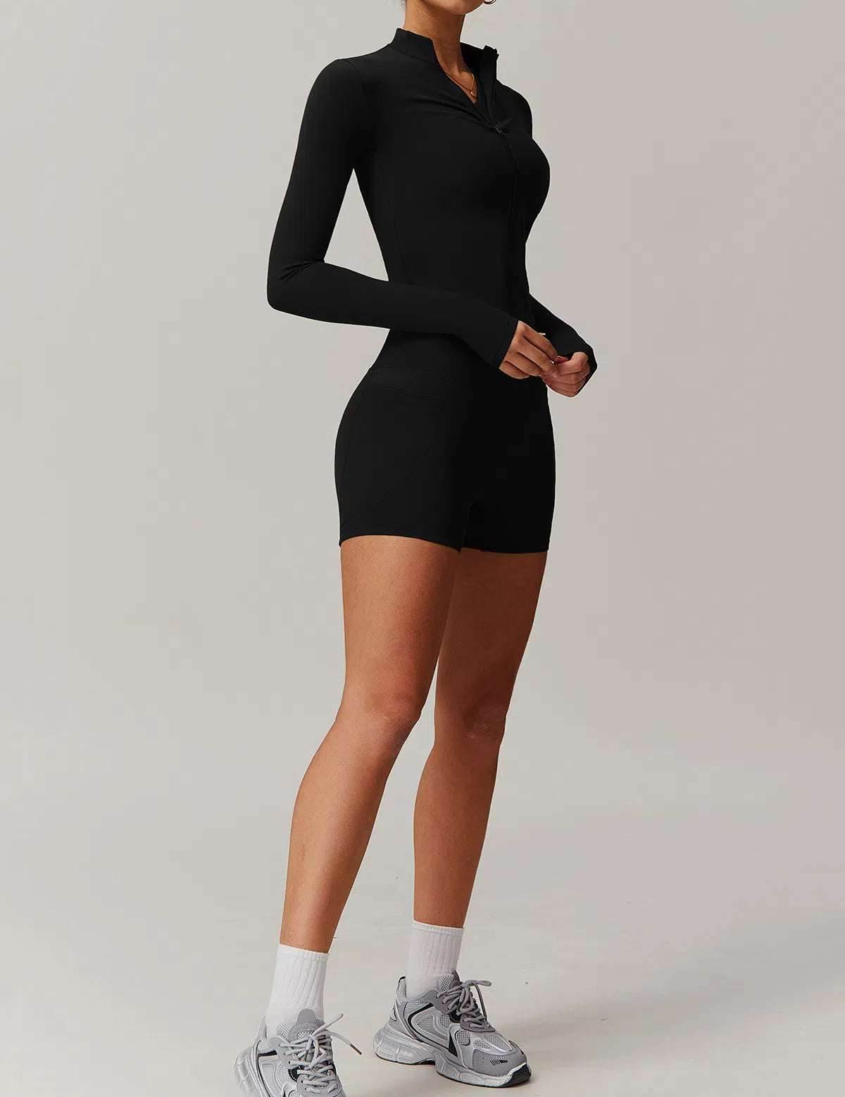 Solid Yoga Set With Sports Jacket and Short