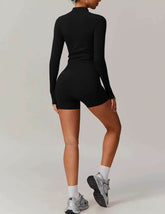 Solid Yoga Set With Sports Jacket and Short