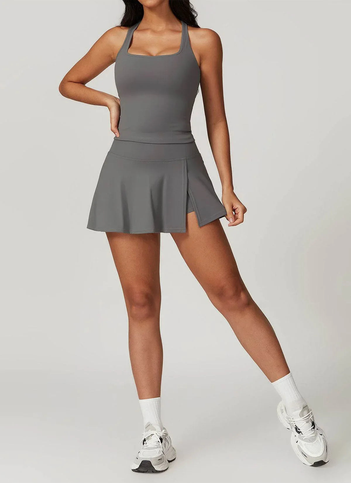 Athletic Set with Racerback Vest and A-line Skirt -