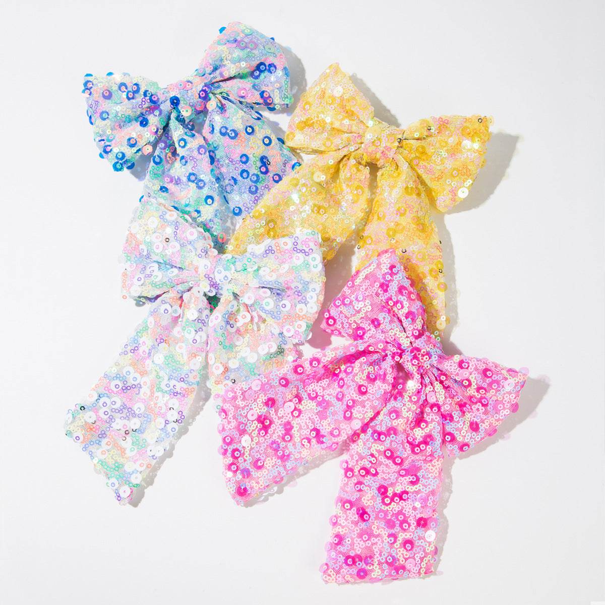 Glitter Hair Bow Clip Sequin Hair Accessories with Long Tail