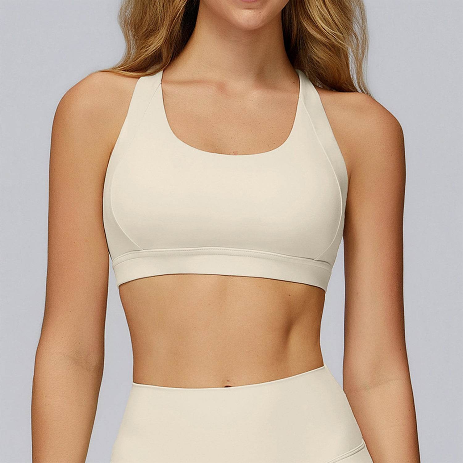 Cross Back Strappy Athletic Bras with Removable Pads