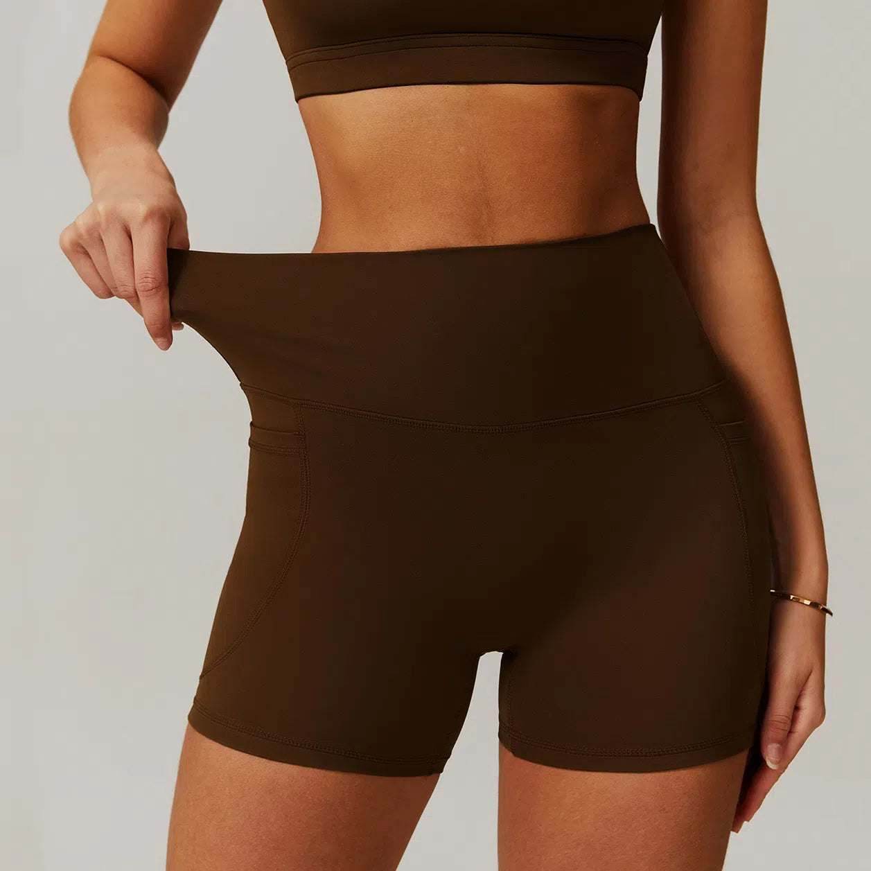 Solid High Waist Yoga Short