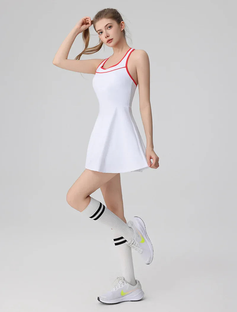 Racerback Tennis Dress with Short Contrast Colors Golf Dress -