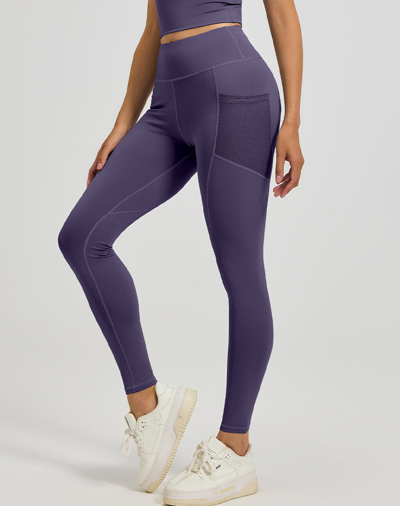 High Waisted Yoga Mesh Leggings with Side Pockets