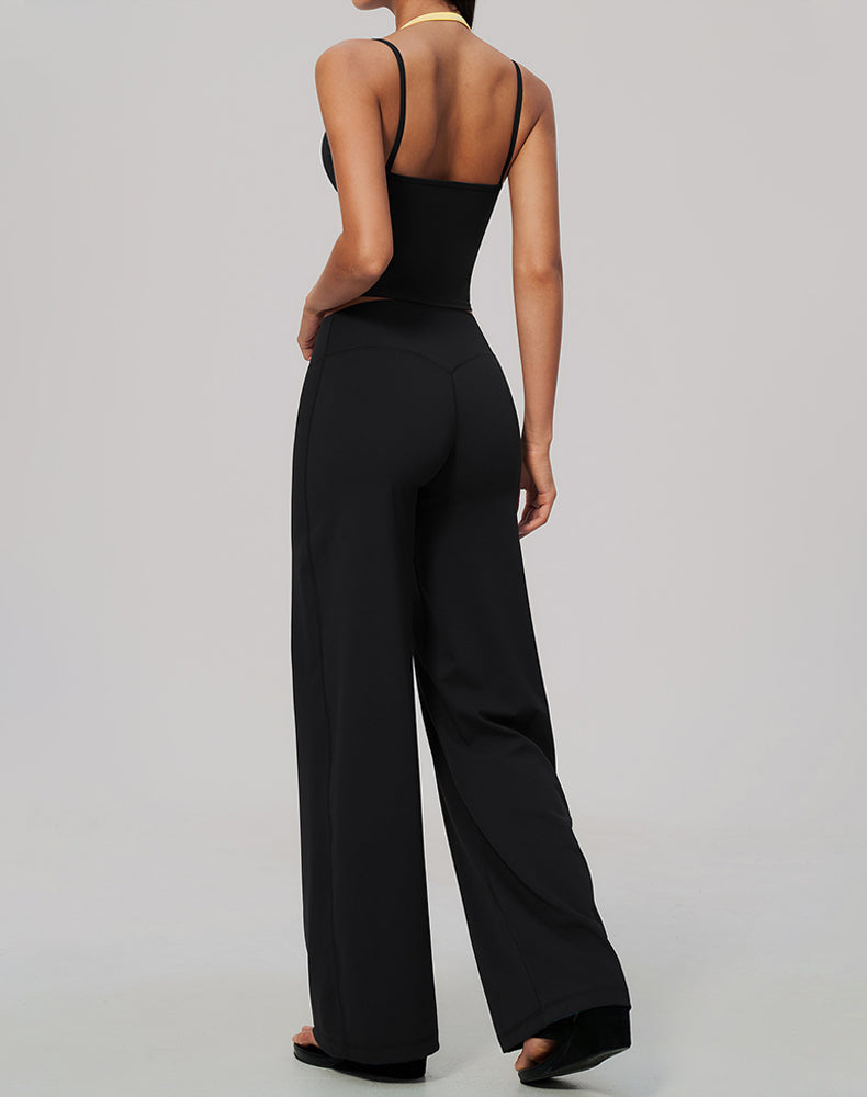 2 Piece Color Block Tank Top and Flare Pant Sets