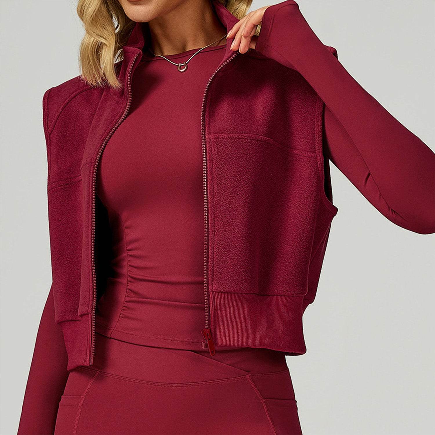 Fleece Coat Vest Outerwear Warm Sleeveless Zip Jackets