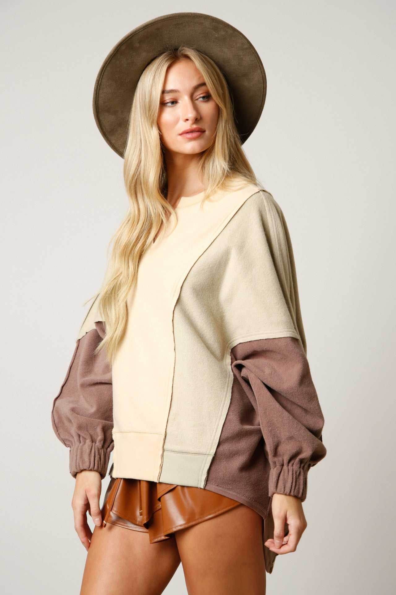 Color Block Oversized Sweatshirt