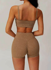 Sports Bra With Gold Blocking Pattern