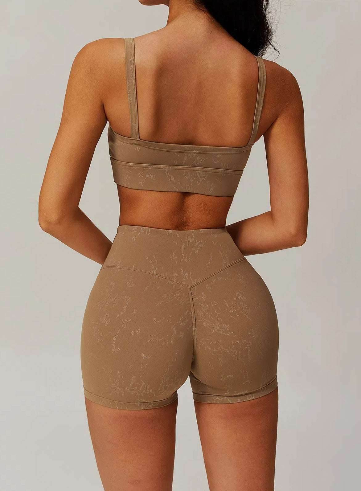 Sports Bra With Gold Blocking Pattern