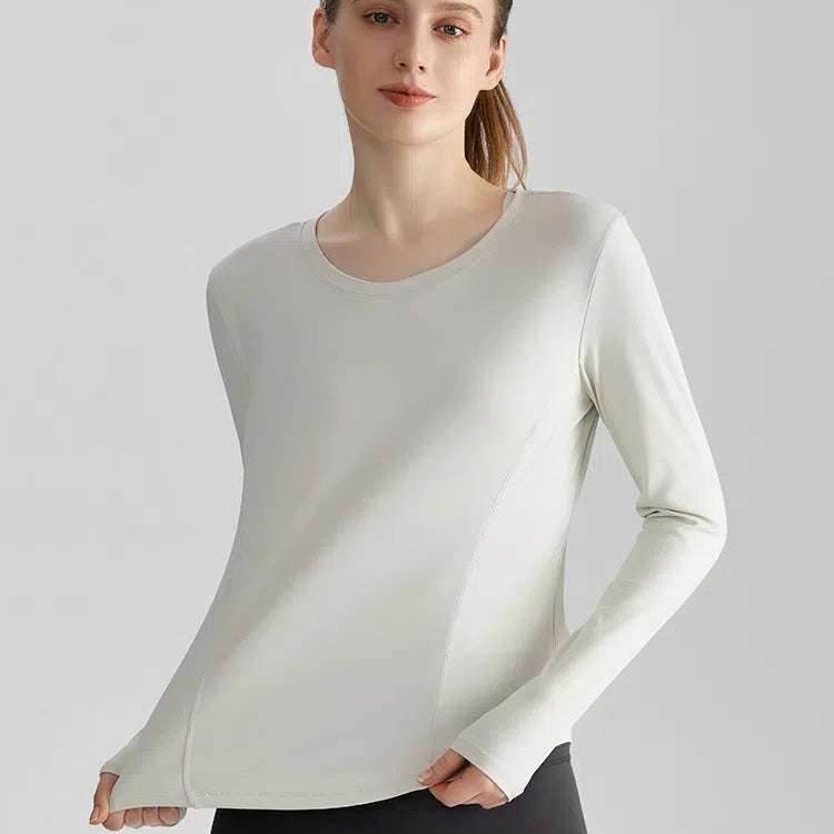 Long Sleeve Round Neckline Yoga T-Shirt