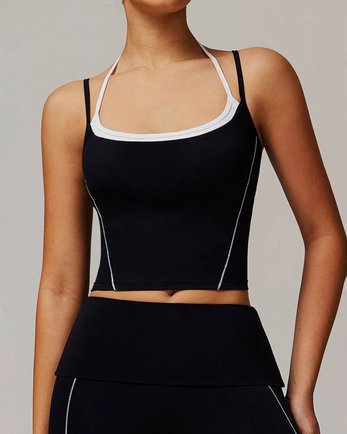 Double Crossed Yoga Tank Tops - Black