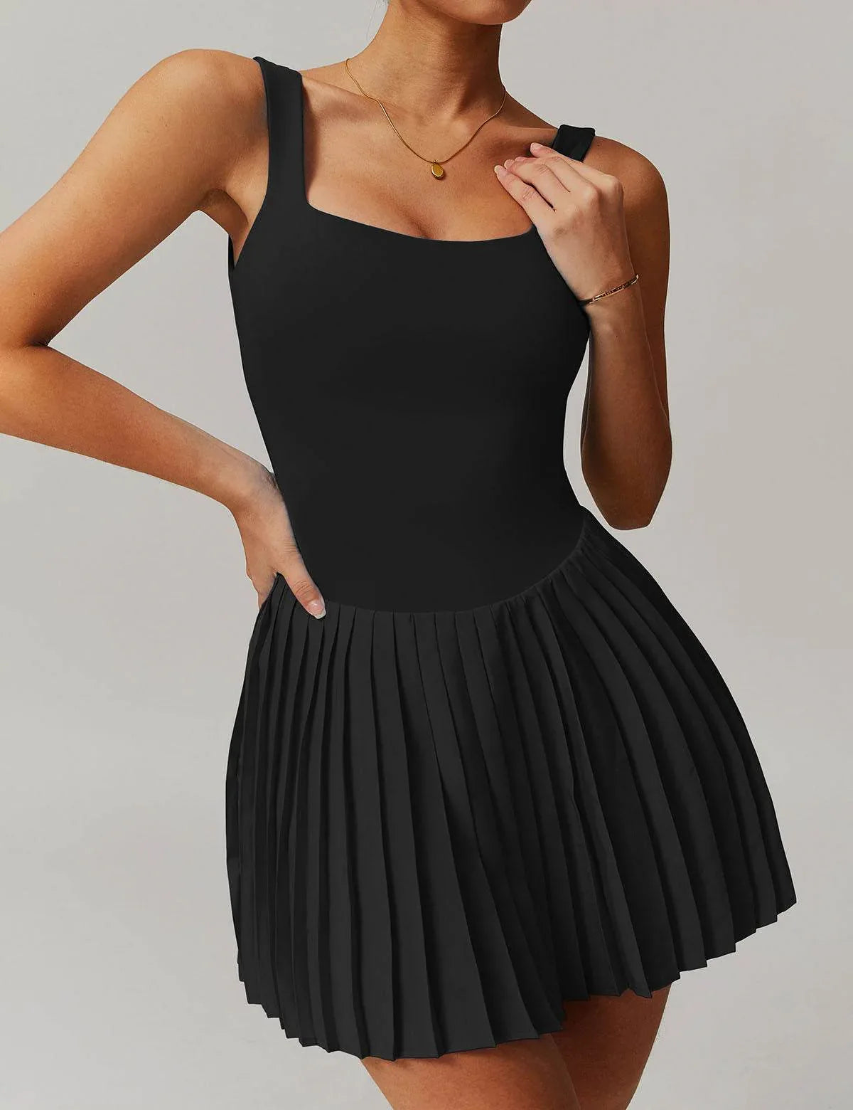 One Piece Tennis Dress With Inside Shorts and Pockets -