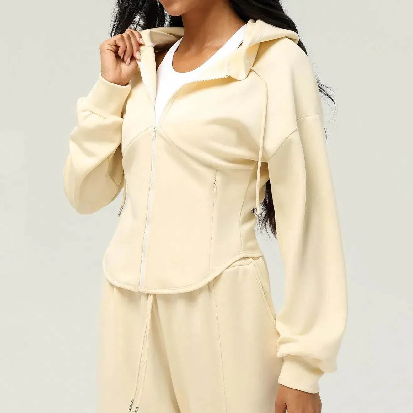 Long Sleeve Sports Coat With Hoodie -