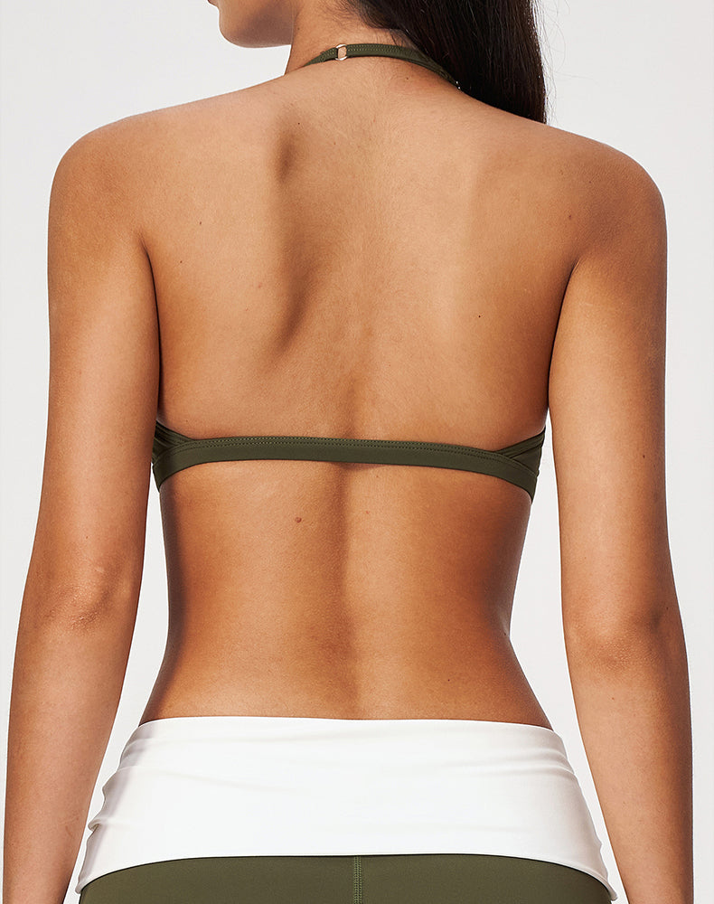 Halter Backless Open Back Sports Bra