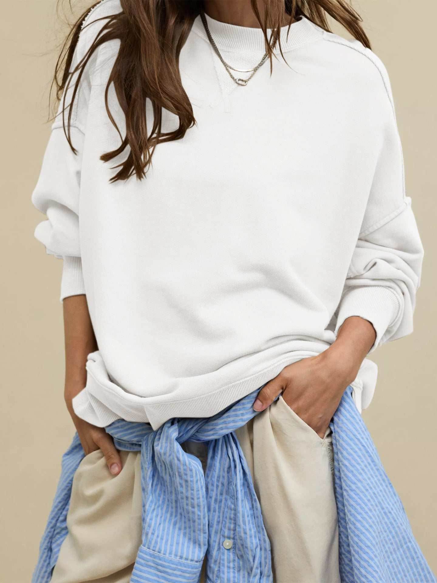 Long Sleeve Loose Crew Neck Sweatshirts