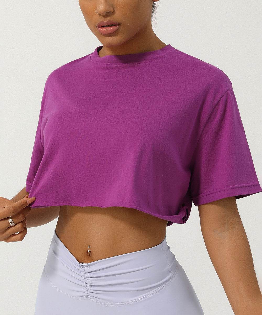Workout Crop Tops Short Sleeve Yoga Shirts
