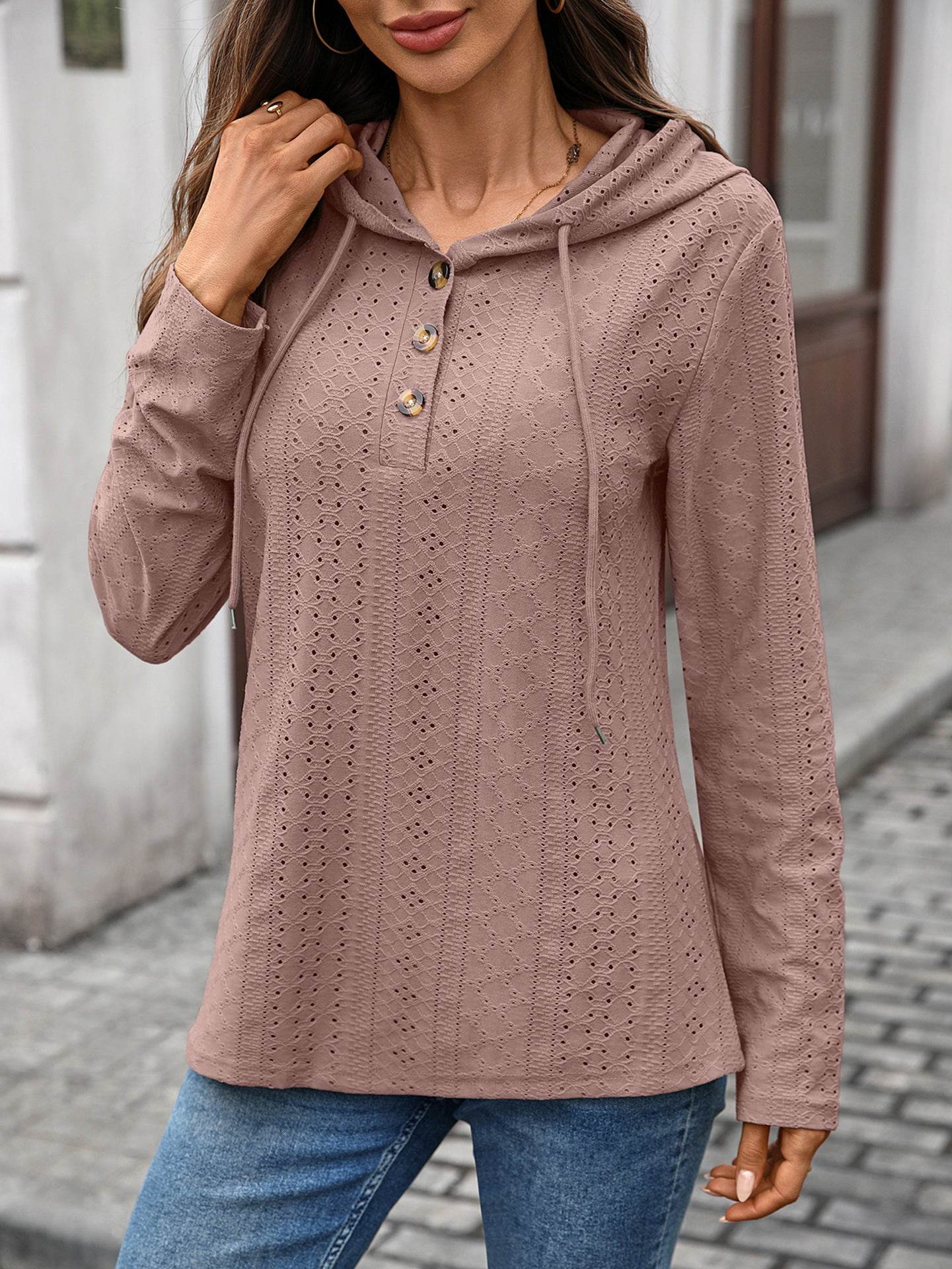 Long Sleeve Fall Drawstring Shirts Hooded Sweatshirt