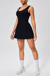 One Piece Backless Tennis Dress With Inside Shorts