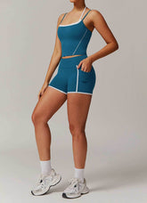 Activewear Set with Double Crossed Tank Tops and Short