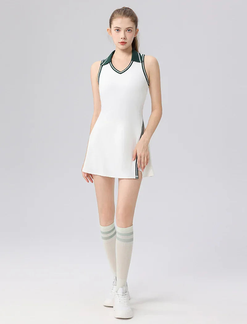 Tennis Dresses Polo Golf Dress with Built in Bra and Shorts -