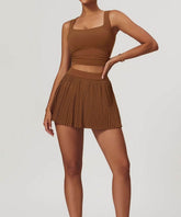 Activewear Set With Tank and Accordion Pleated Skirt