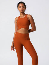 Cross Strap Design Threaded Sports Tank Yoga Bra