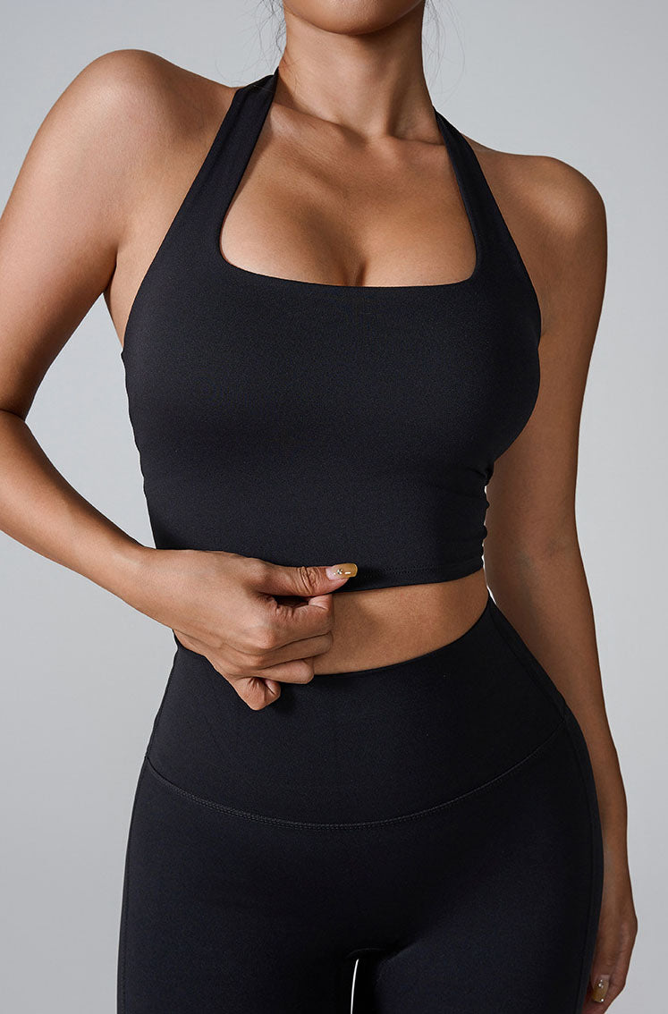 Sleeveless Sports Halter Neck Crop Tank Tops