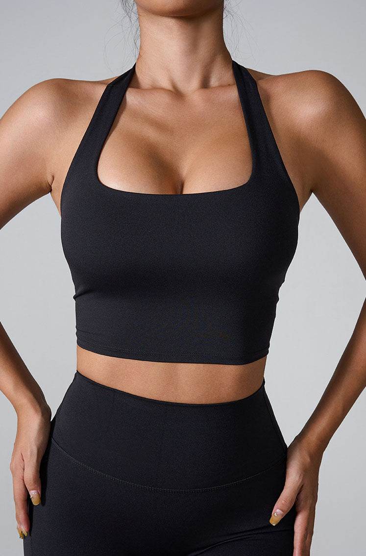 Sleeveless Sports Halter Neck Crop Tank Tops