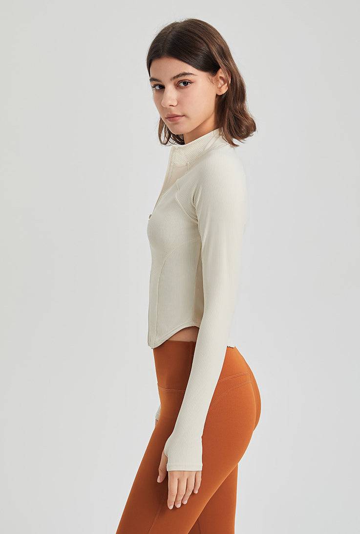 Full Zip-up Yoga Jacket with Thumb Holes| Perfect for Active Lifestyle