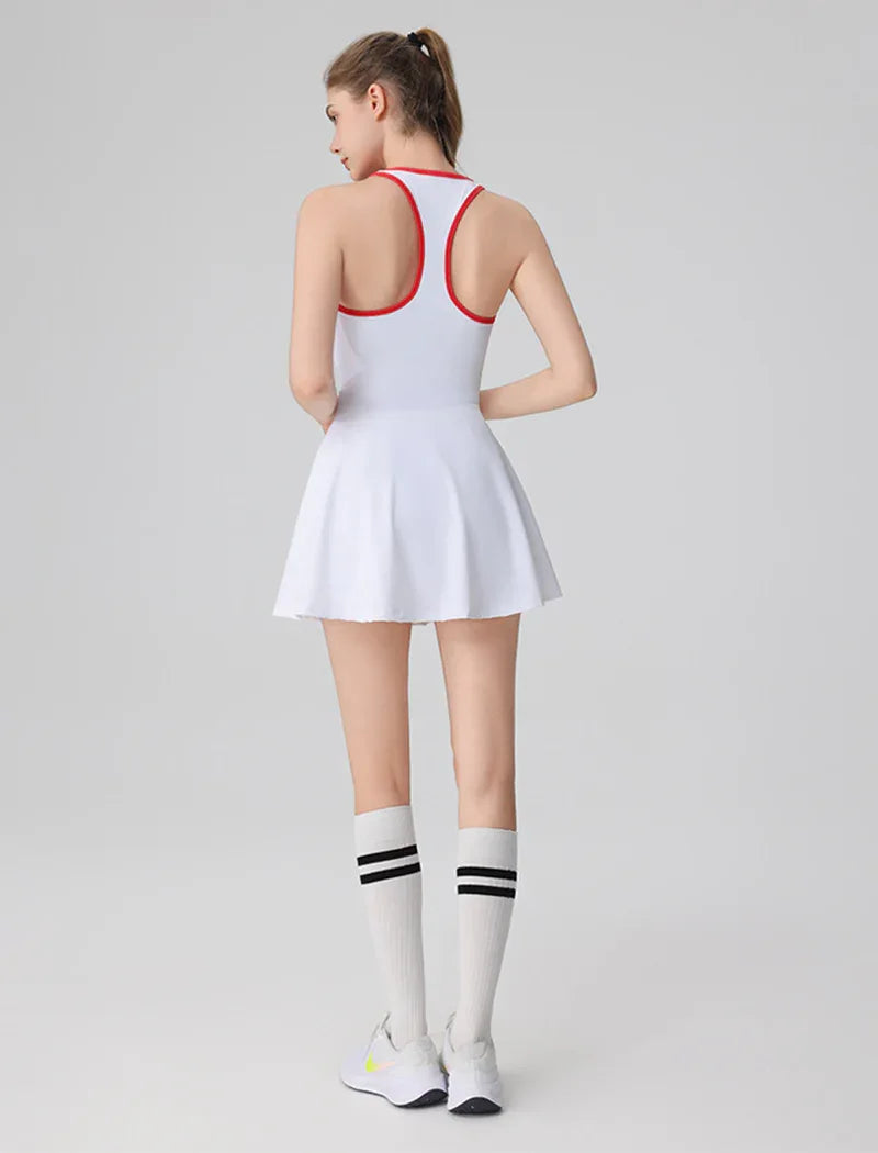 Racerback Tennis Dress with Short Contrast Colors Golf Dress -