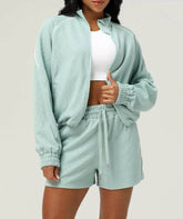 Casual Sportswear Set with Jacket and Short