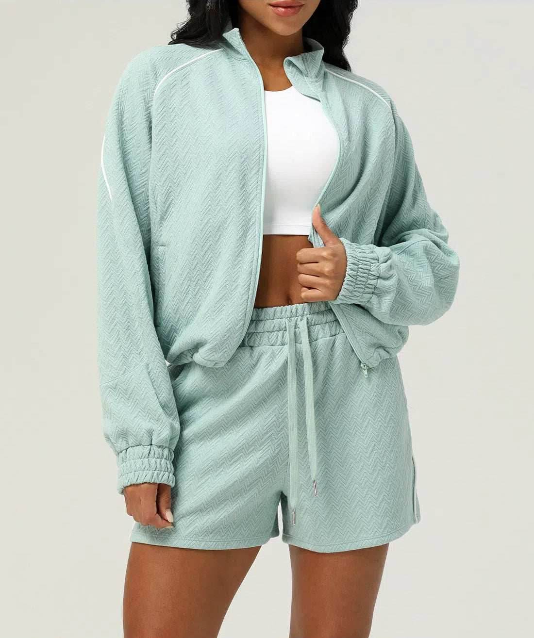 Casual Sportswear Set with Jacket and Short