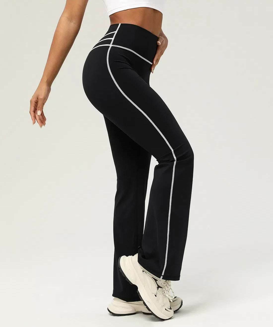 High Waist Black Yoga Flared Pant