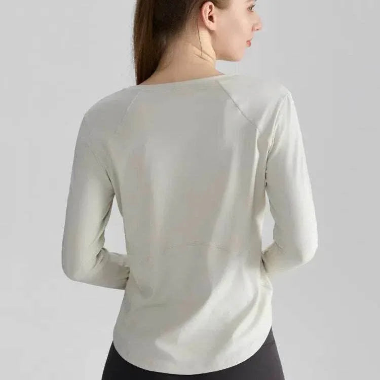 Long Sleeve Round Neckline Yoga T-Shirt -