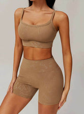 Sports Bra With Gold Blocking Pattern