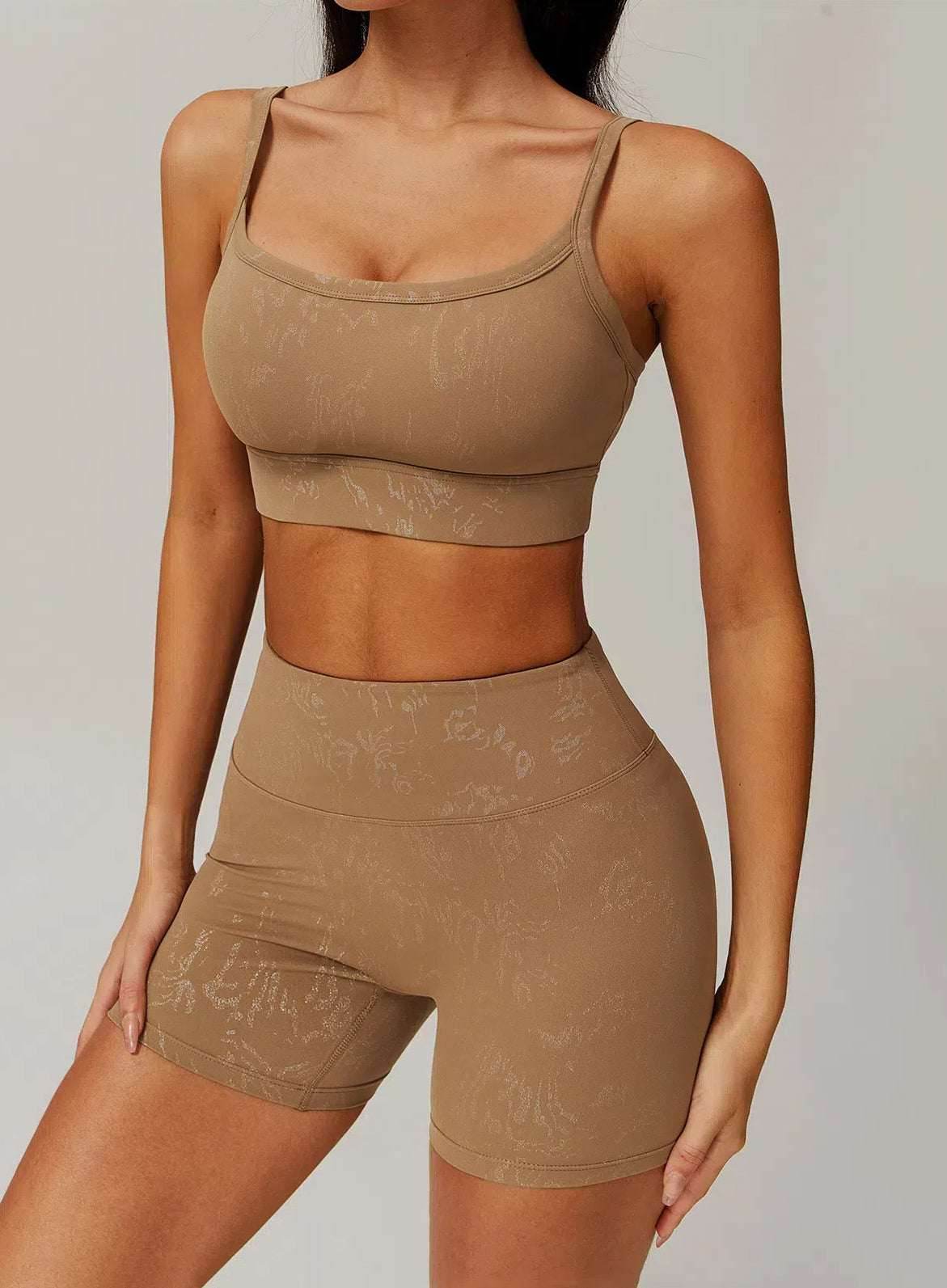 Sports Bra With Gold Blocking Pattern