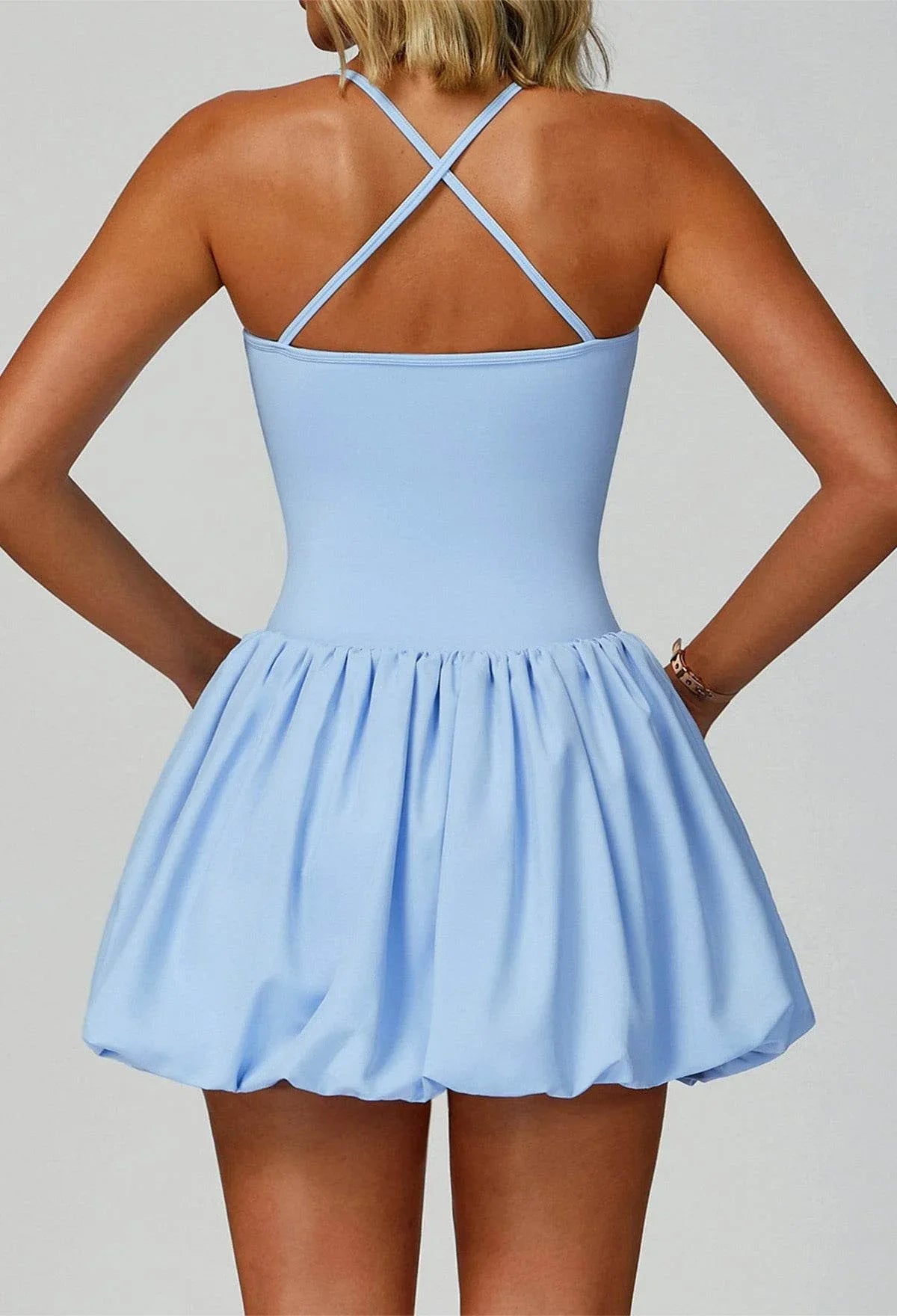 Cross Back Tennis Dresses with Short and Pocket -