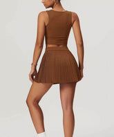 Activewear Set With Tank and Accordion Pleated Skirt