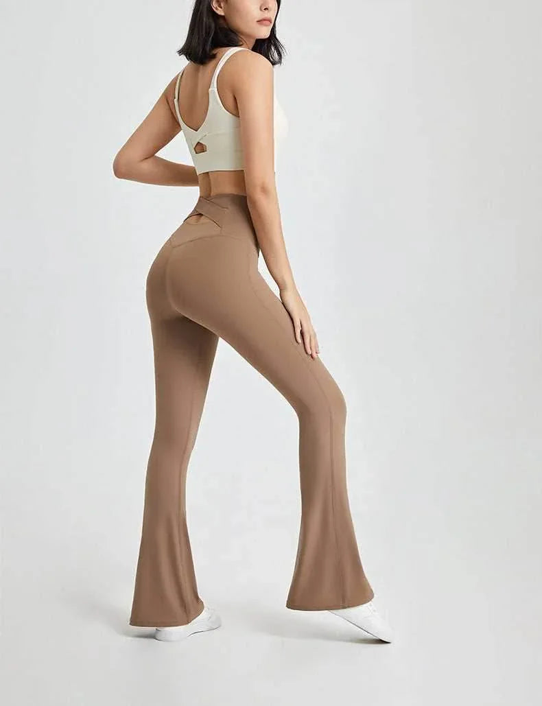 Cross Back Yoga Flare Leggings -