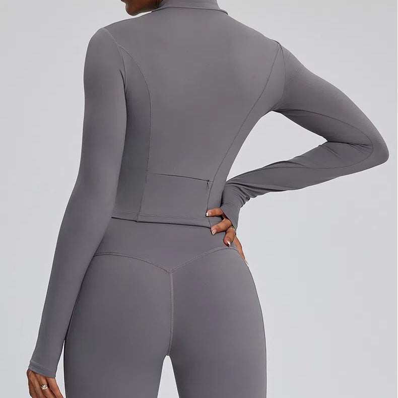Long Sleeve Half Zip Yoga Jacket with Pocket | Stylish & Functional