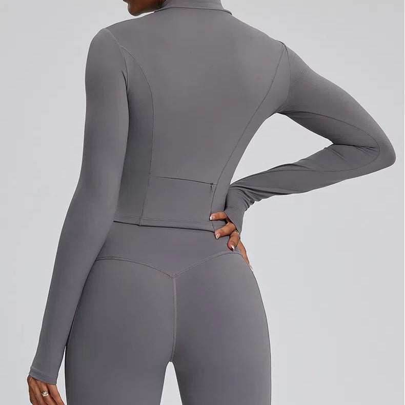 Long Sleeve Half Zip Yoga Jacket with Pocket