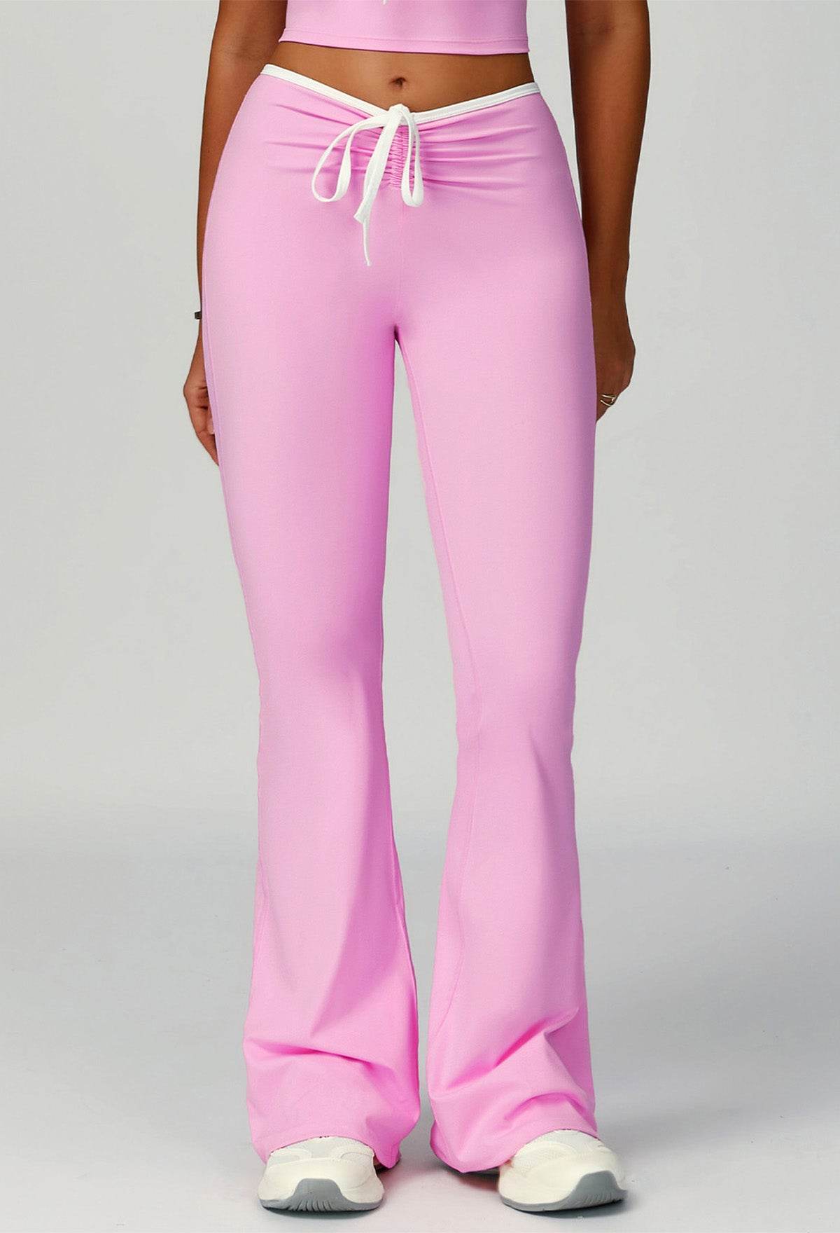 Color Block Flare Pants with Drawstring Waist