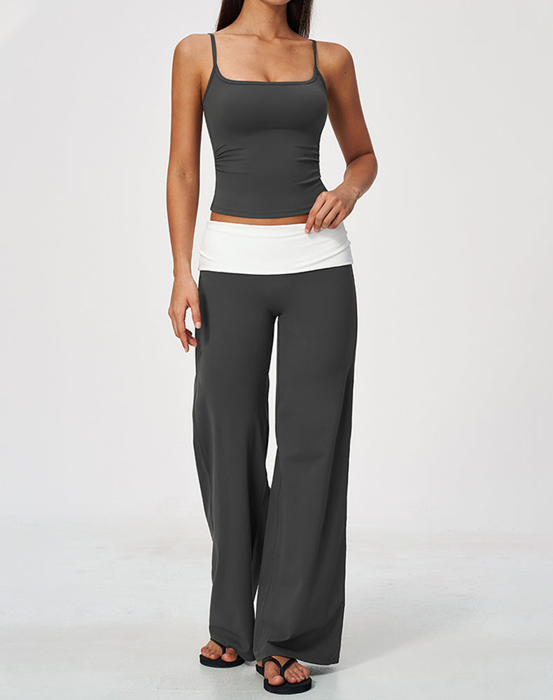 2 Piece Tank Top and Flare Pant Pilates Outfit Sets