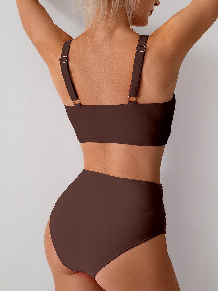 High Waisted Tummy Control Ruched Bikini Sets