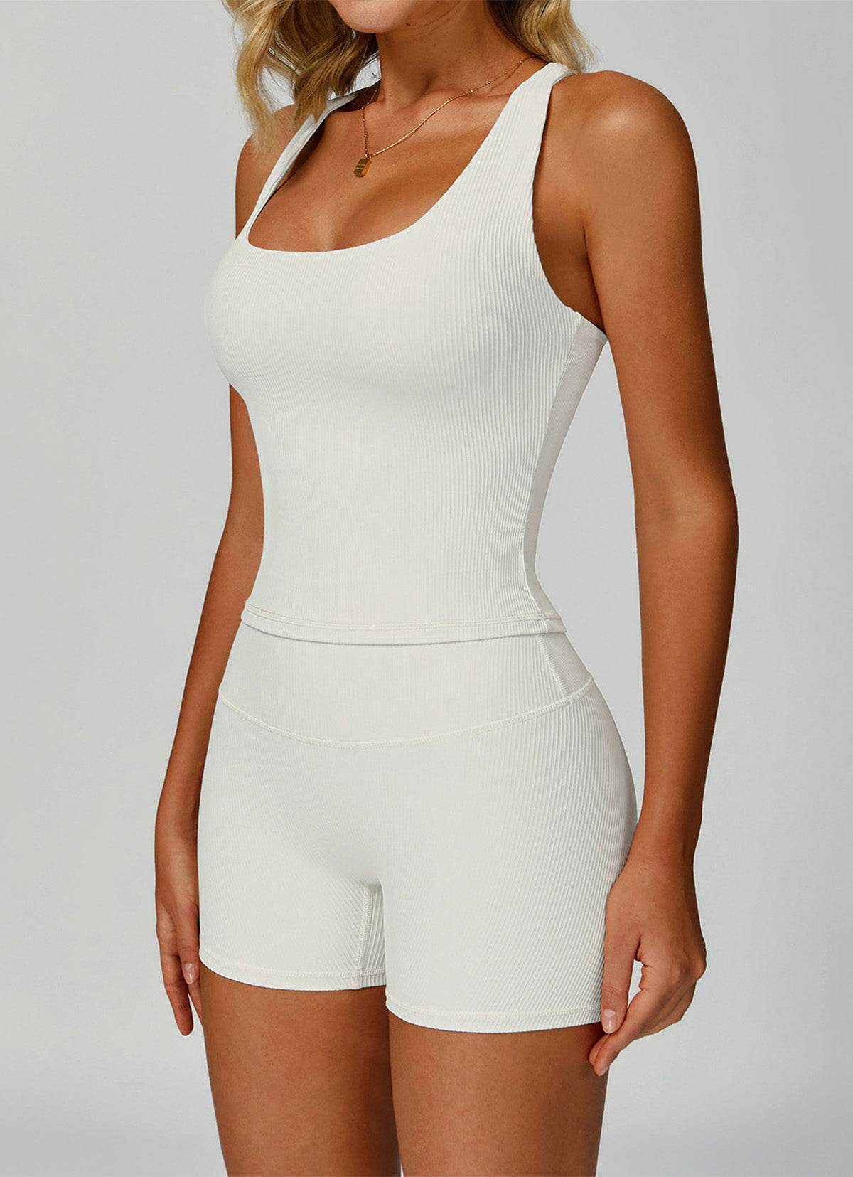Square Neckline V Back Sports Tank Top -