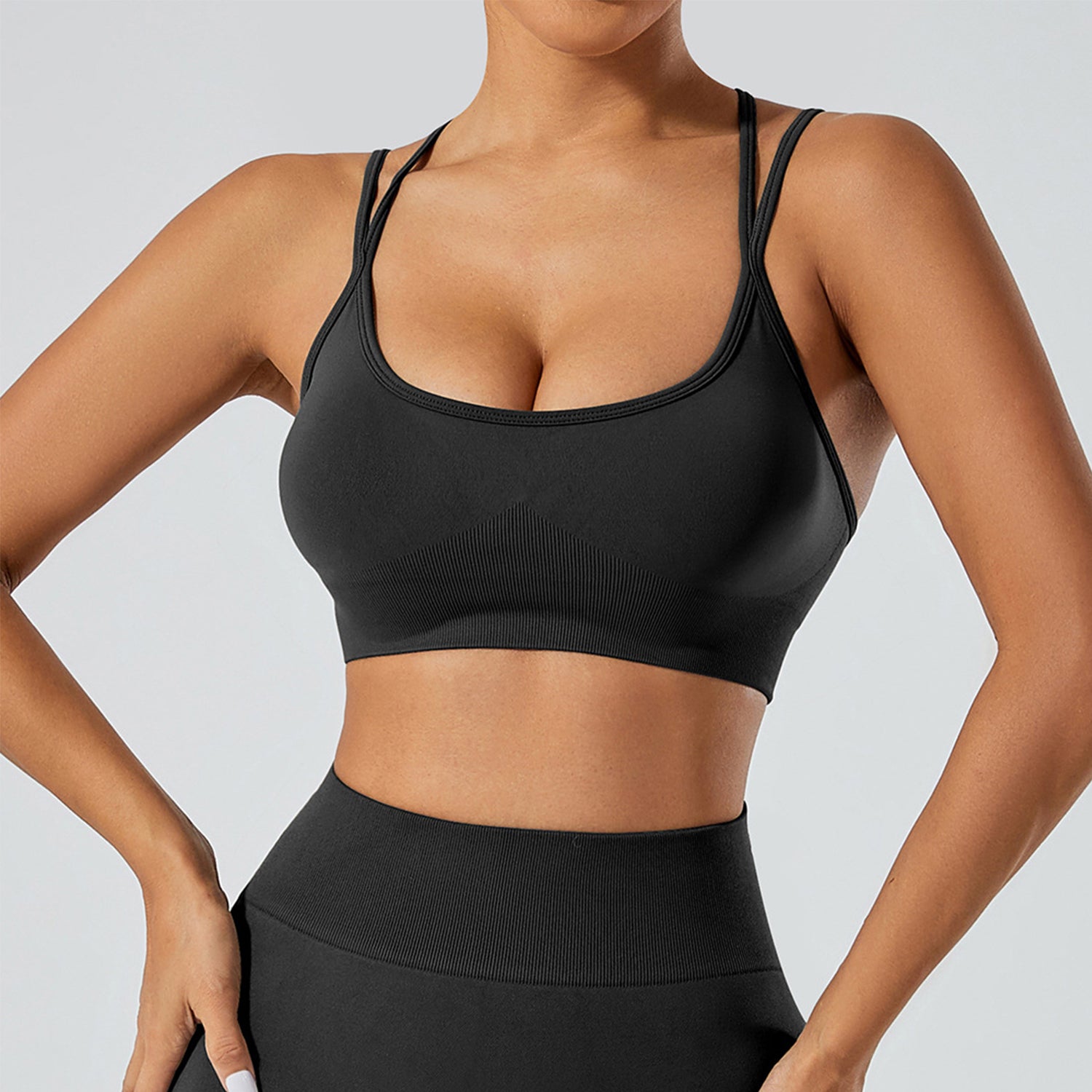 Strappy Adjustable Criss Cross Sports Bra Yoga Crop Tops
