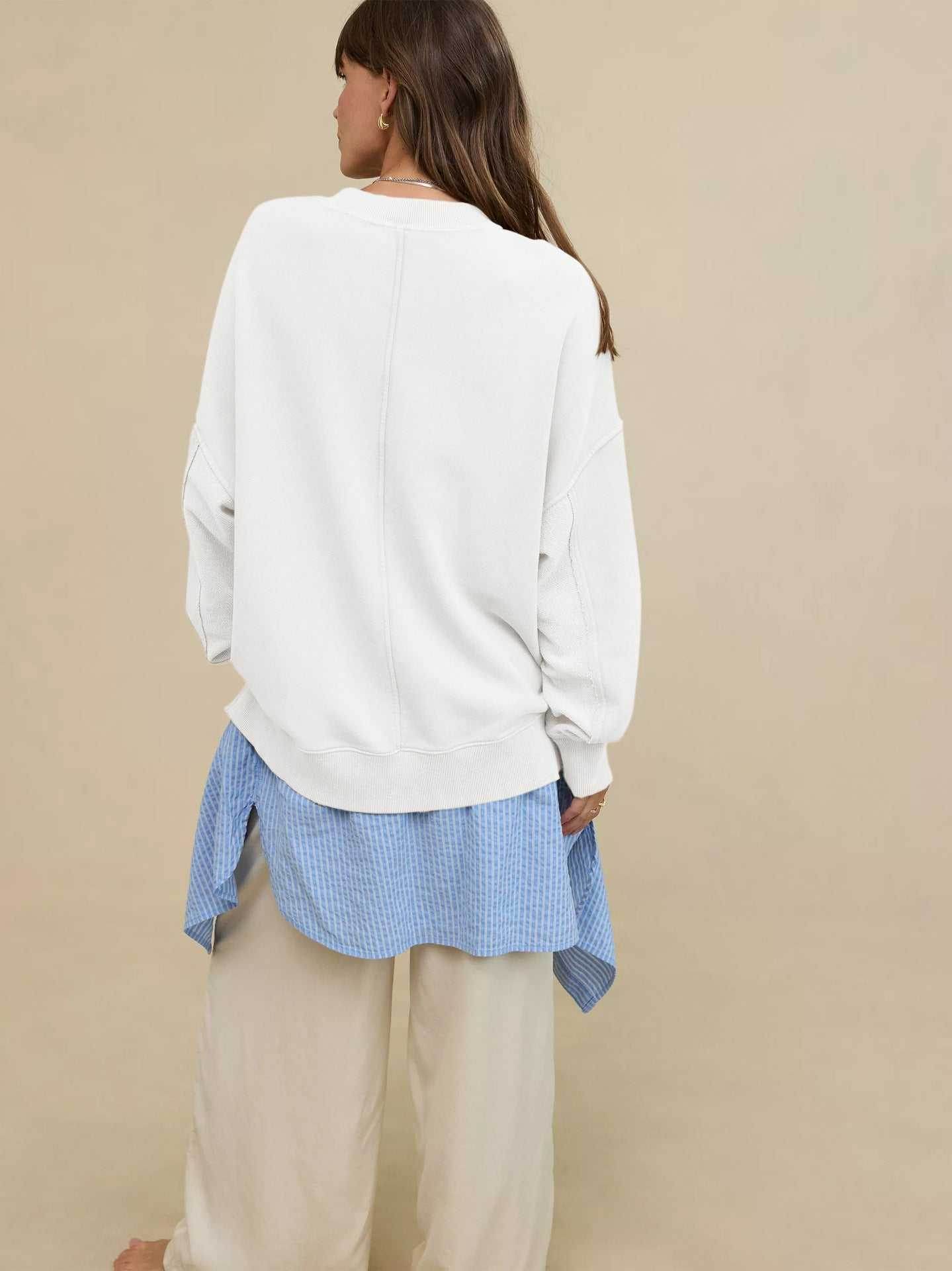 Long Sleeve Loose Crew Neck Sweatshirts