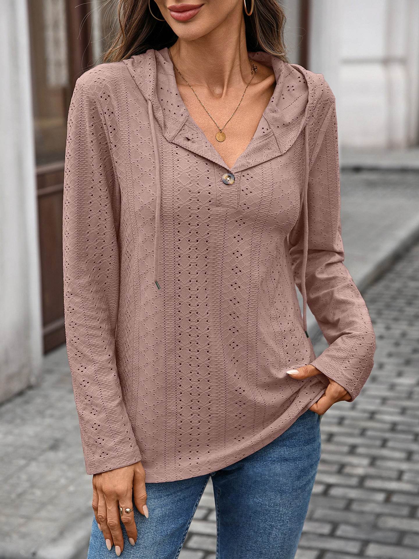 Long Sleeve Fall Drawstring Shirts Hooded Sweatshirt