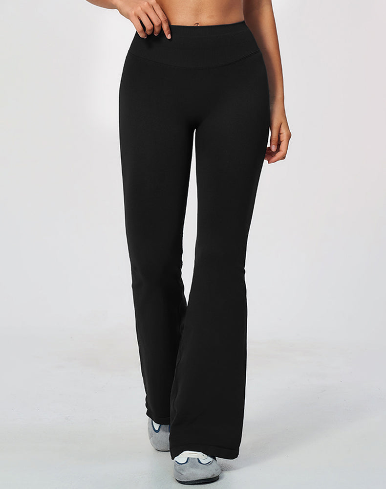 Ribbed High Waisted Seamless Workout Flare Pants